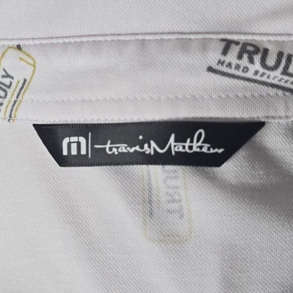 TravisMathew x Truly Men's White Golf Polo M – Limited Edition Promotional Shirt - Picture 10 of 13